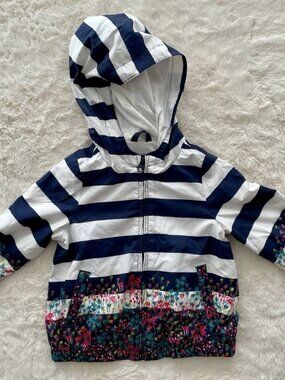 SALE! NEW Baby GAP Rain Jacket Blue Stripes Size 18-24 Months